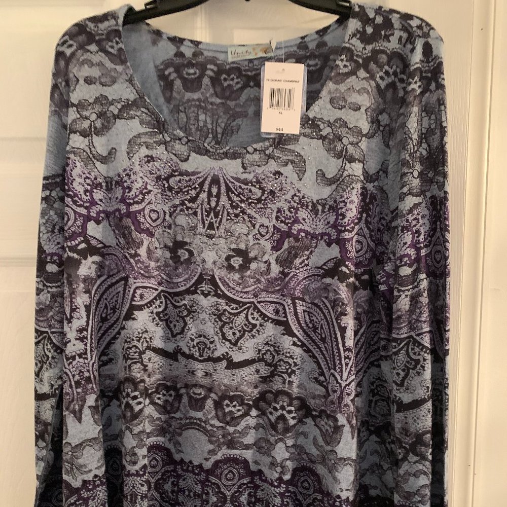 UNITY WORLD MULTI-COLOR  3/4 SLEEVE TOP SIZE XL
